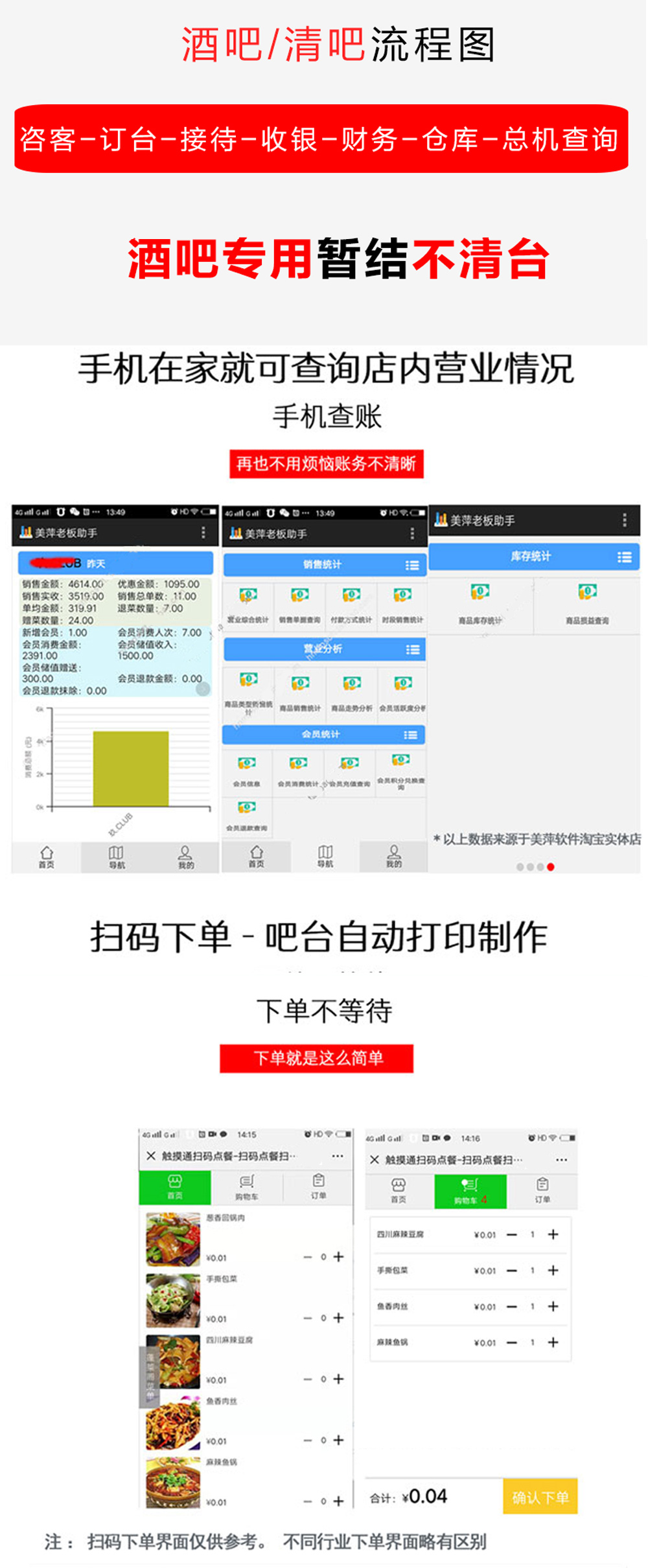 酒吧/清吧流程圖 咨客-訂臺-接待-收銀-財務(wù)-倉庫-總機(jī)查詢 酒吧專用暫結(jié)不清臺